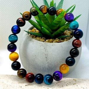 Tiger eye multicoloured, 8mm bracelet wealth bracelet